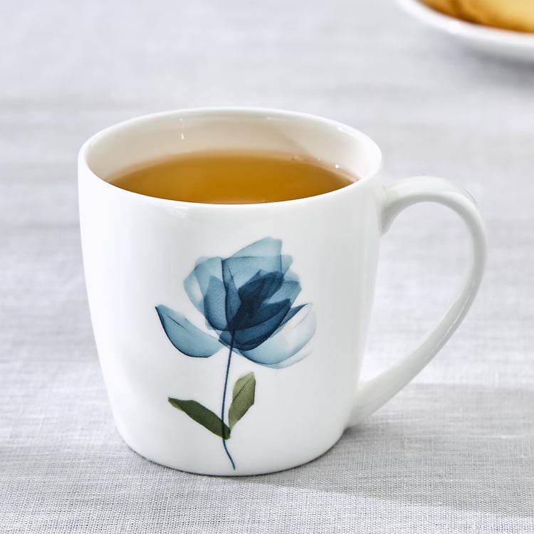 Lucas Cobalt Bone China Floral Print Coffee Mug - 240ml