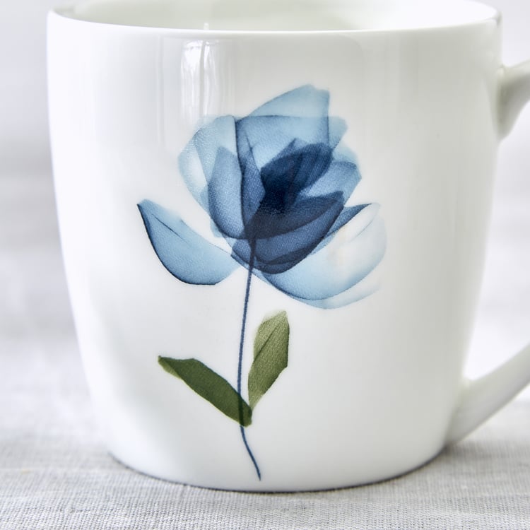 Lucas Cobalt Bone China Floral Print Coffee Mug - 240ml