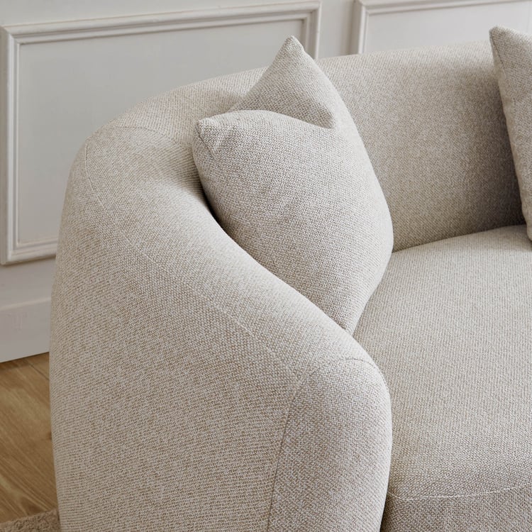 Saga Fabric 3-Seater Sofa with Cushions - Beige