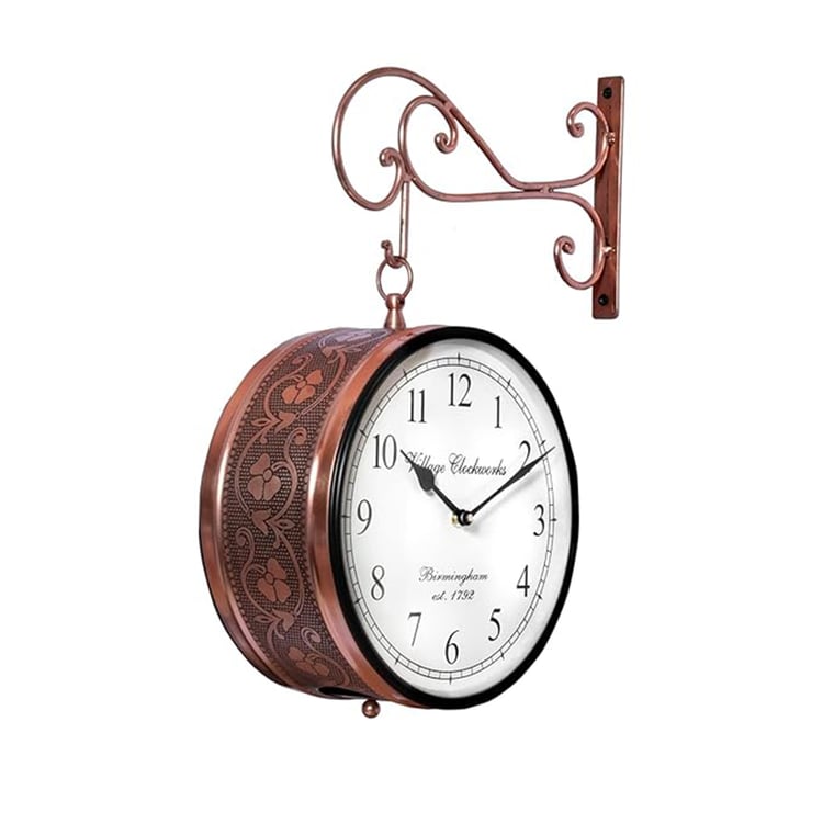 VEDAS Mystical Indiana Metal Double-Sided Hanging Clock - 22cm
