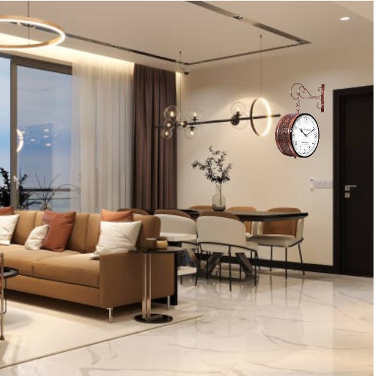 VEDAS Mystical Indiana Metal Double-Sided Hanging Clock - 32cm