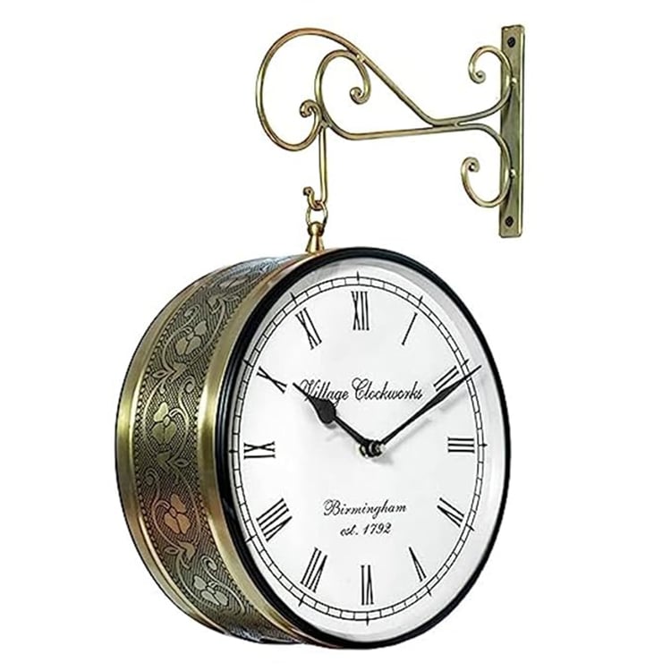 VEDAS Mystical Indiana Metal Double-Sided Hanging Clock - 32cm