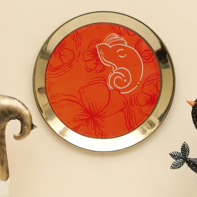 VEDAS Mystical Indiana Metal Ganesha Wall Plate