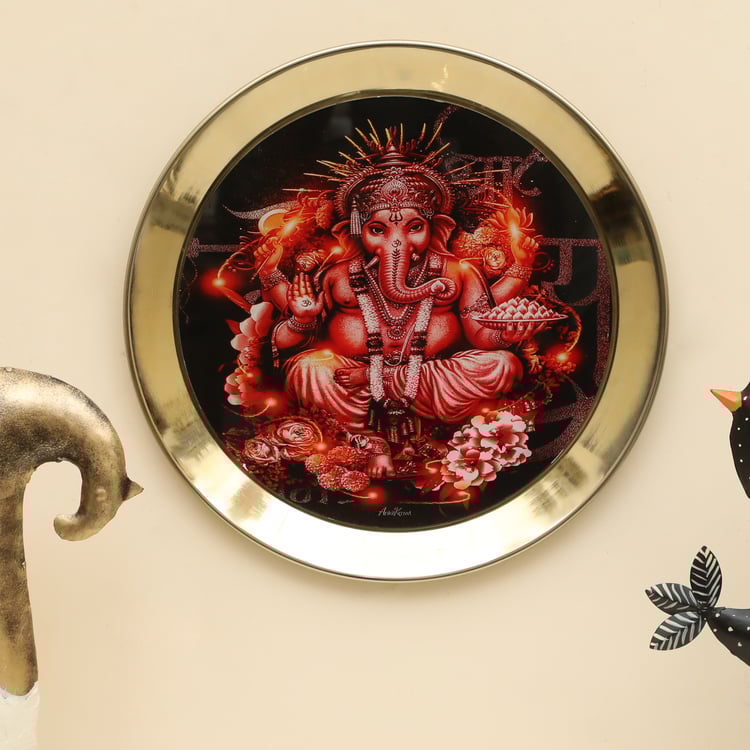 VEDAS Mystical Indiana Metal Ganesha Wall Plate