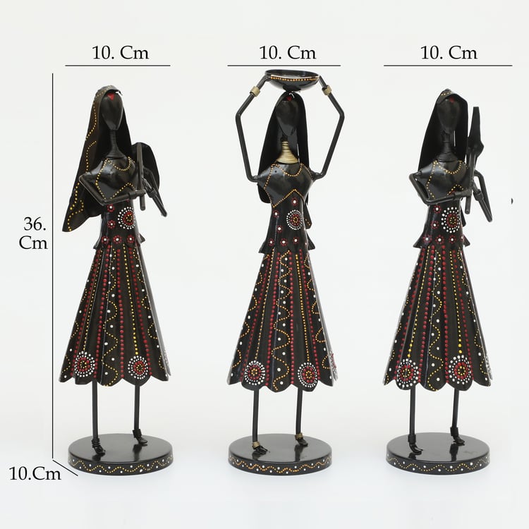 VEDAS Mystical Indiana Set of 3 Metal Doll Figurines