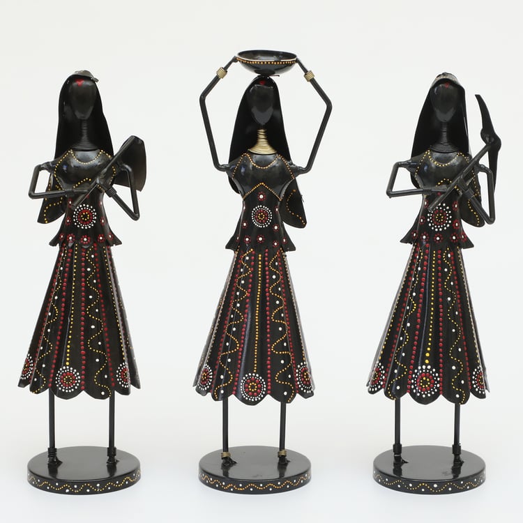 VEDAS Mystical Indiana Set of 3 Metal Doll Figurines
