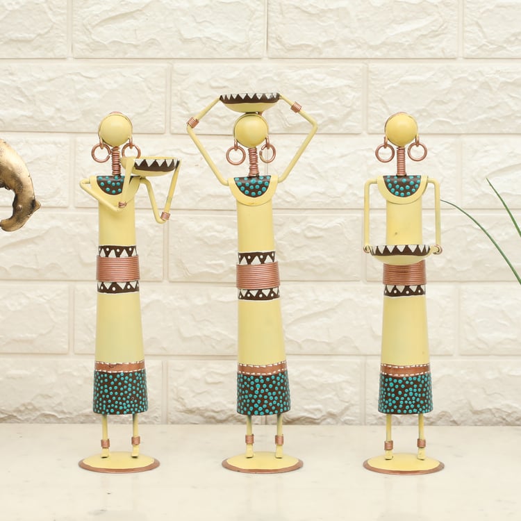 VEDAS Mystical Indiana Set of 3 Metal Doll Figurines