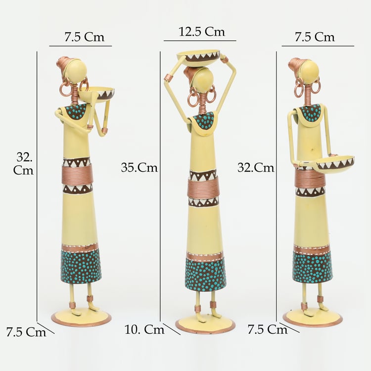 VEDAS Mystical Indiana Set of 3 Metal Doll Figurines