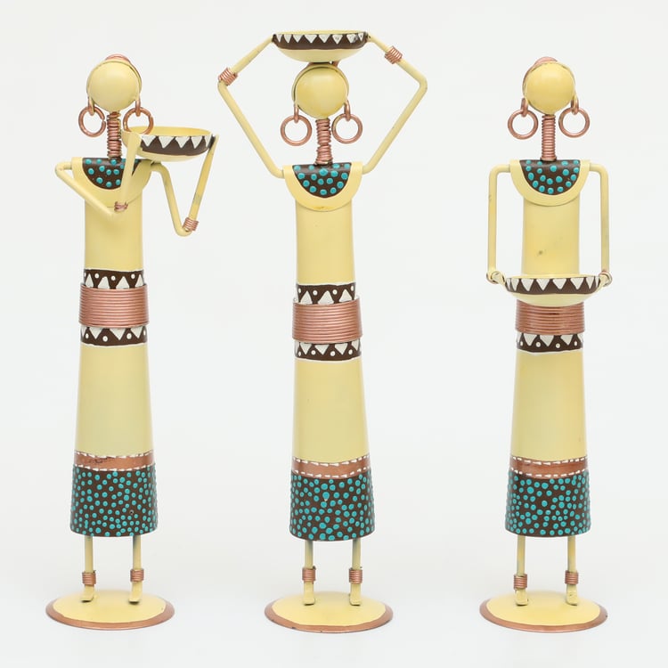 VEDAS Mystical Indiana Set of 3 Metal Doll Figurines