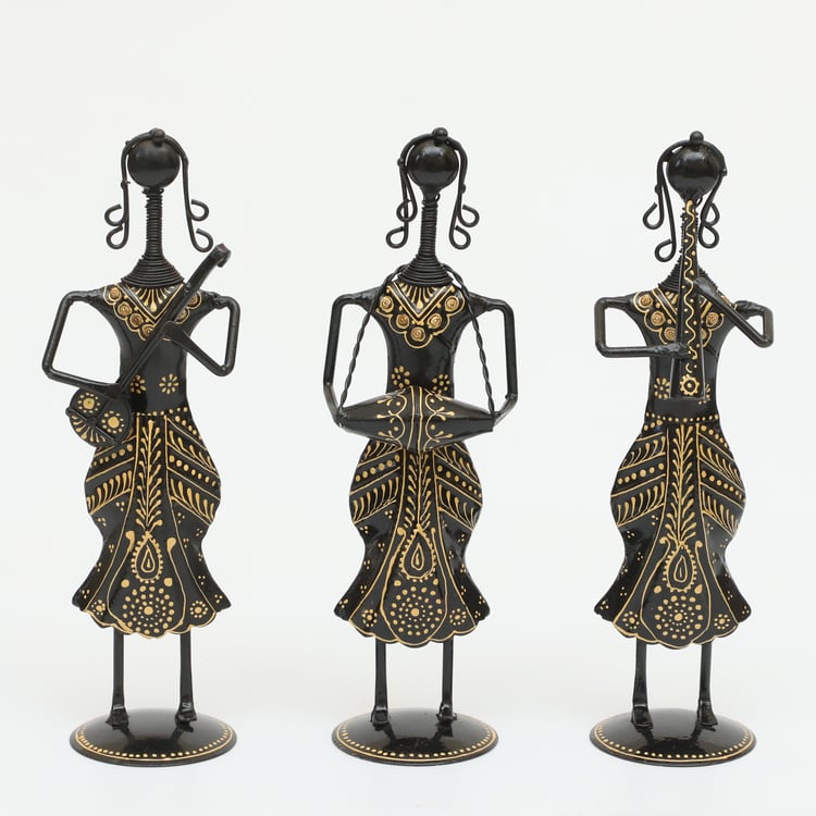 VEDAS Mystical Indiana Set of 3 Metal Musician Figurines