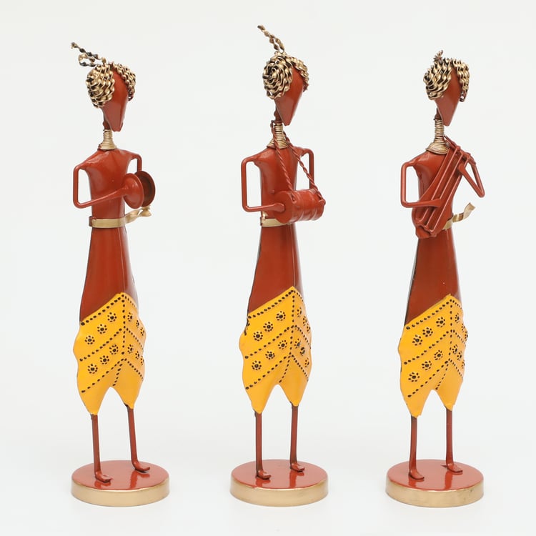 VEDAS Mystical Indiana Set of 3 Metal Musician Figurines