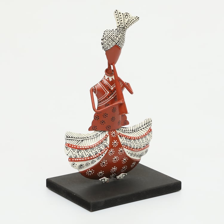 VEDAS Mystical Indiana Metal Musician with Flute Figurine