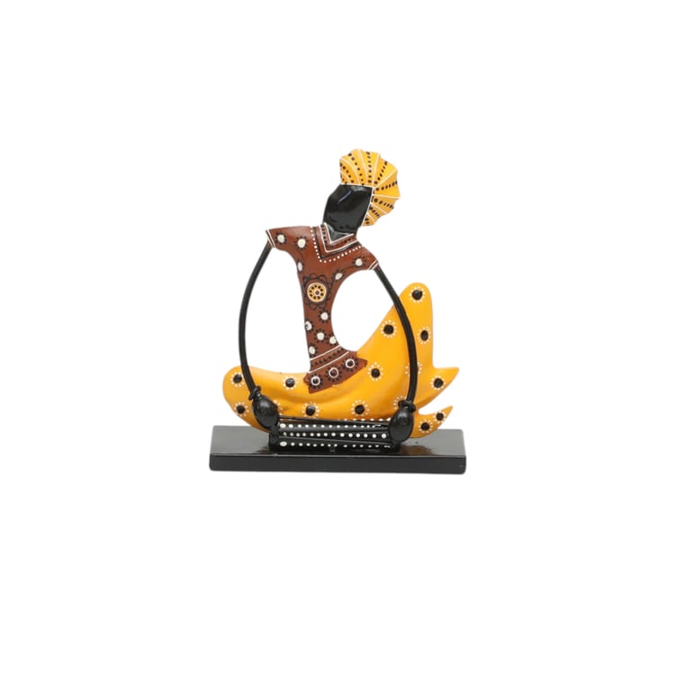 VEDAS Mystical Indiana Metal Musician with Dholak Figurine