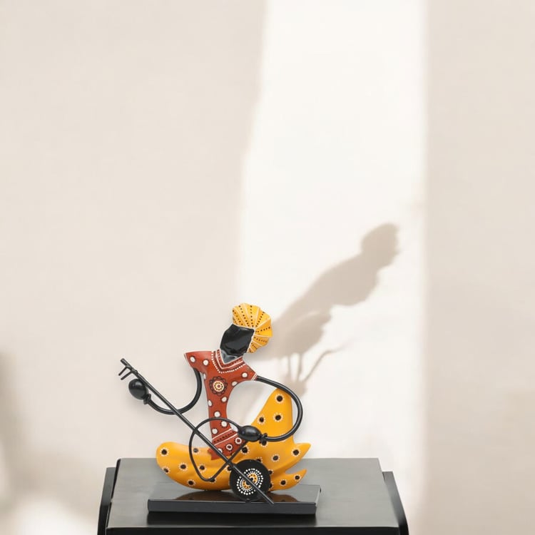 VEDAS Mystical Indiana Metal Musician with Sitar Figurine