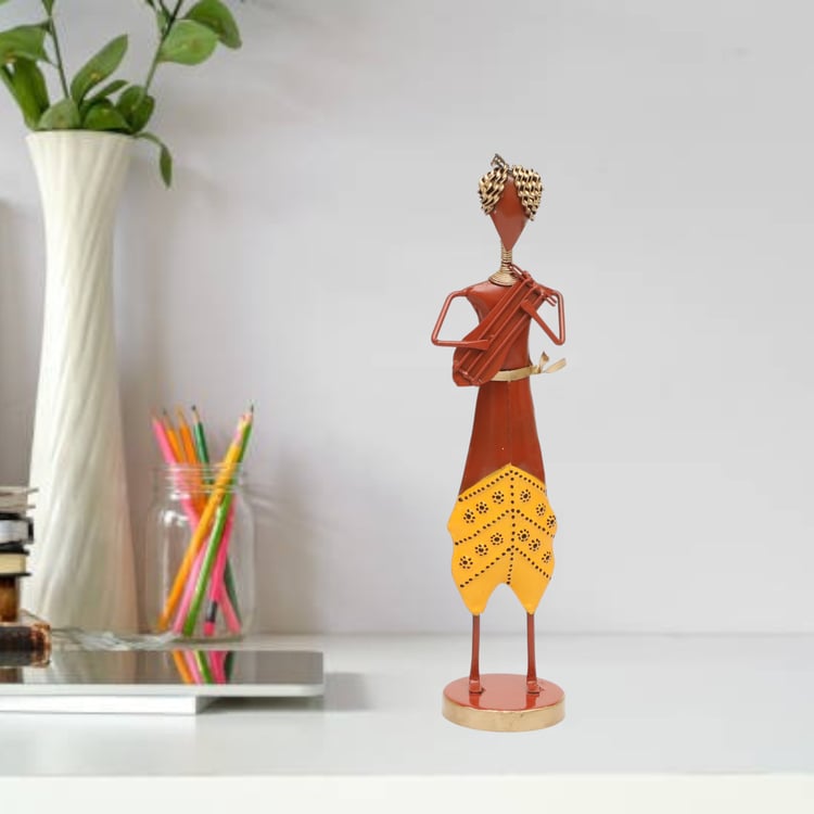 VEDAS Mystical Indiana Metal Musician with Sitar Figurine