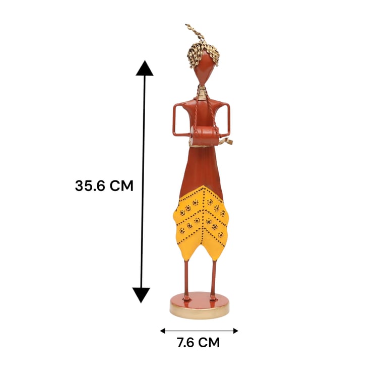 VEDAS Mystical Indiana Metal Dhol Figurine