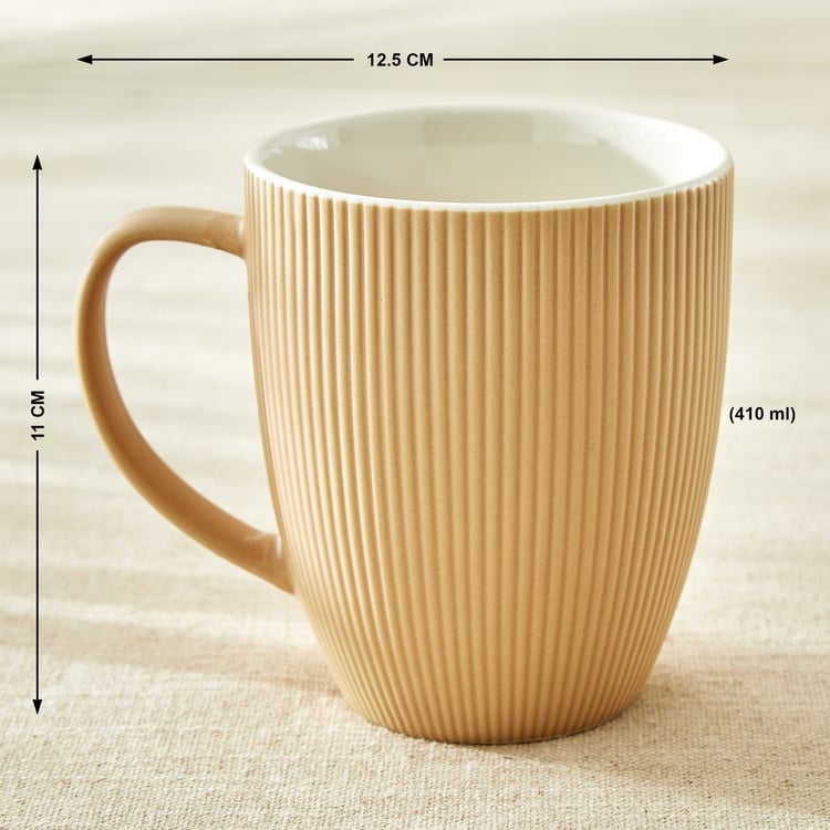 Calyx Bone China Ribbed Coffee Mug - 410ml
