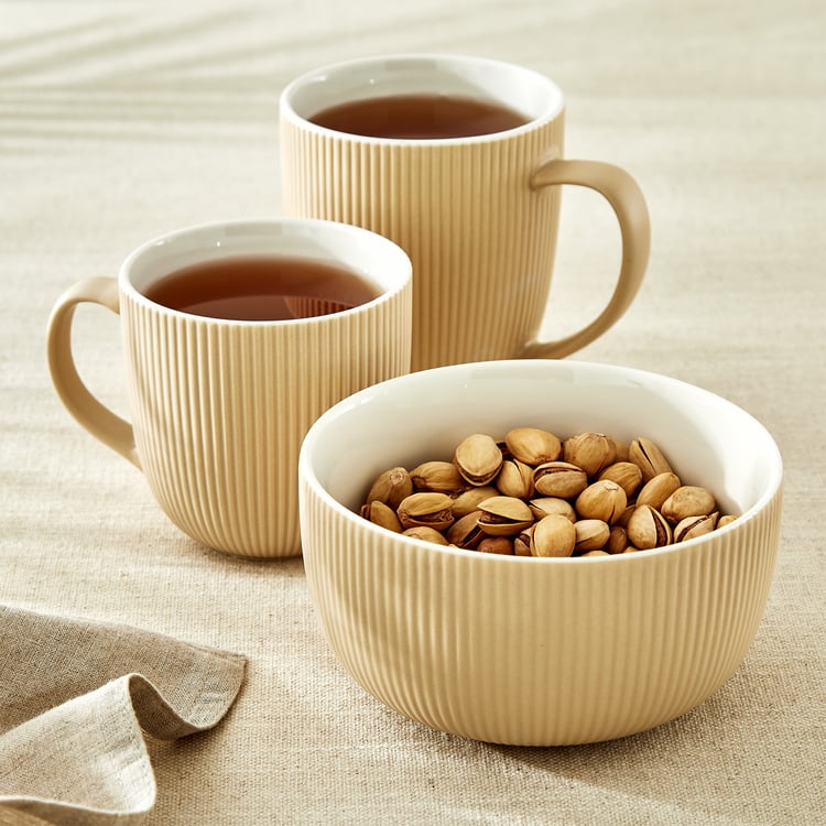 Calyx Bone China Ribbed Coffee Mug - 355ml