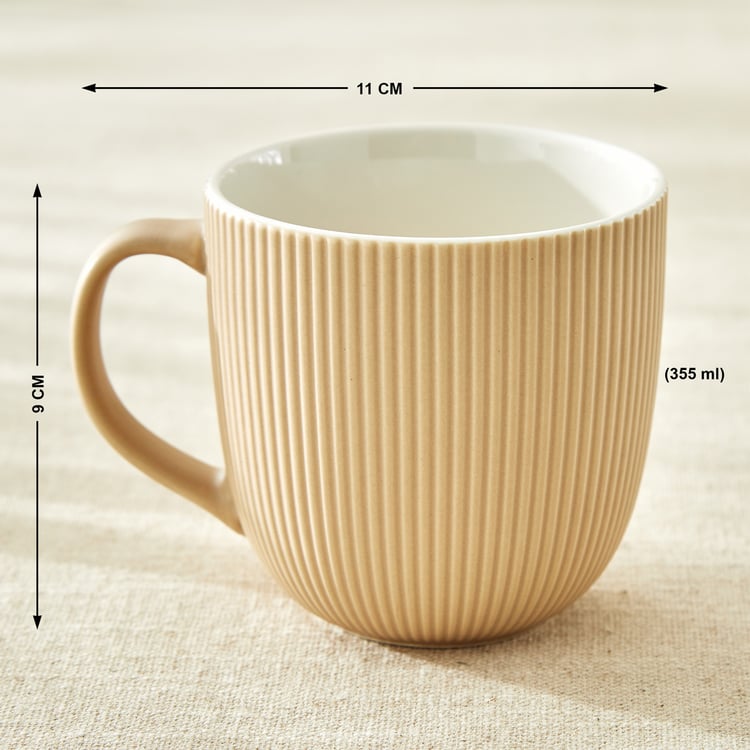 Calyx Bone China Ribbed Coffee Mug - 355ml