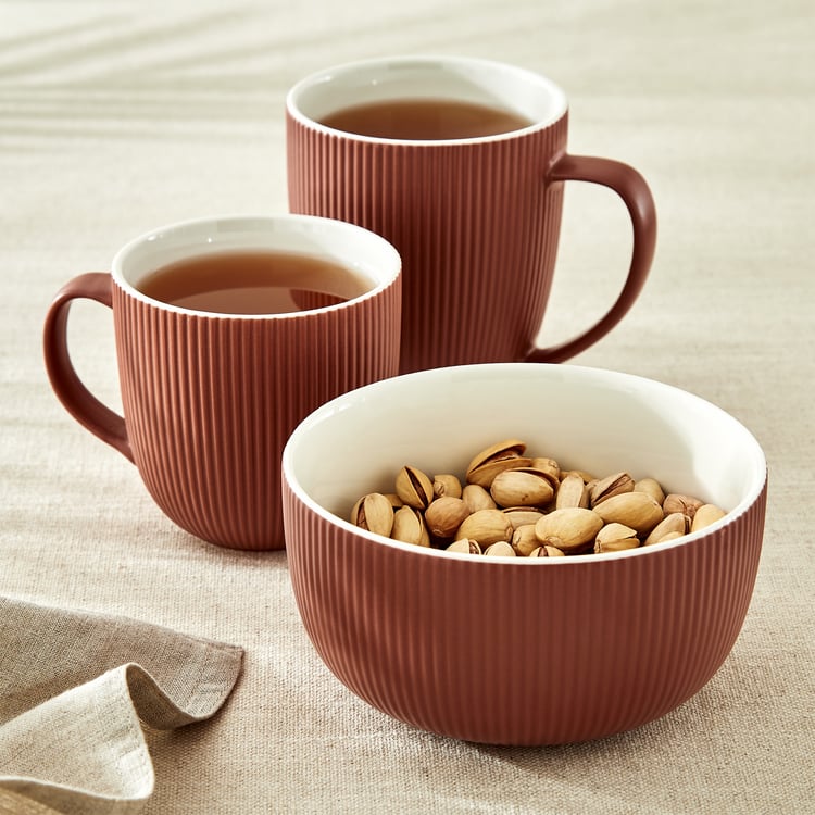 Calyx Bone China Ribbed Coffee Mug - 355ml