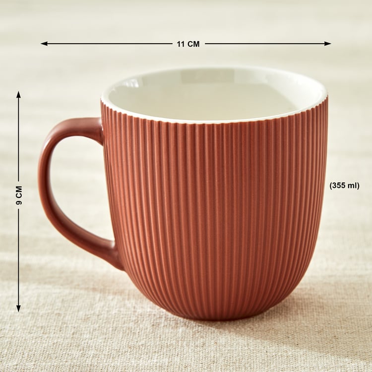 Calyx Bone China Ribbed Coffee Mug - 355ml