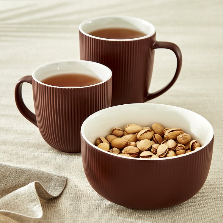 Calyx Bone China Ribbed Coffee Mug - 355ml