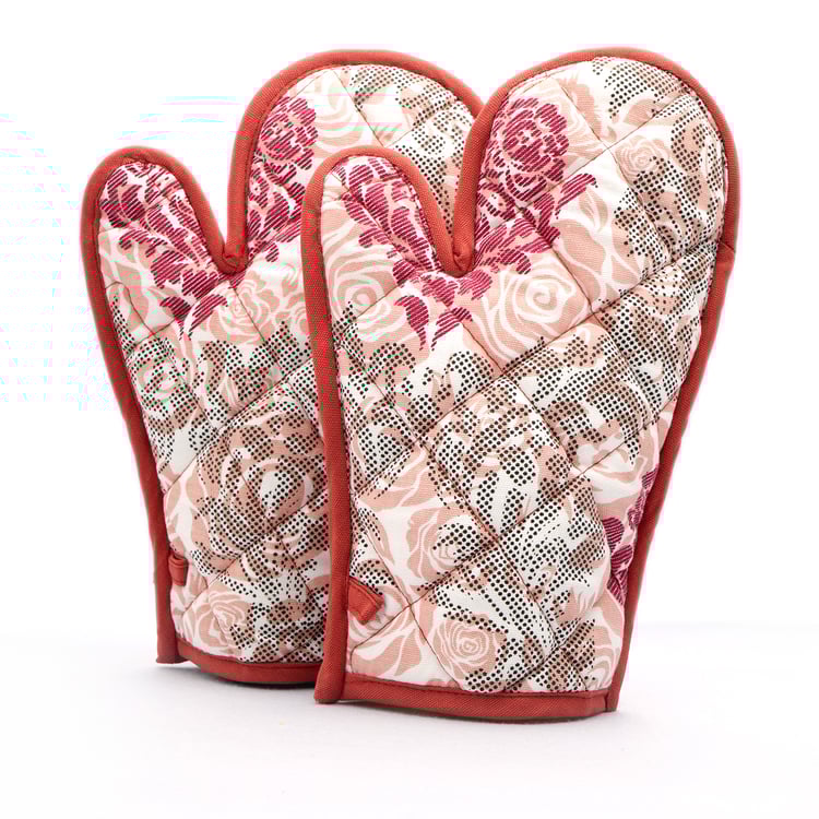 SWAYAM LBR Set of 2 Floral Print Cotton Gloves