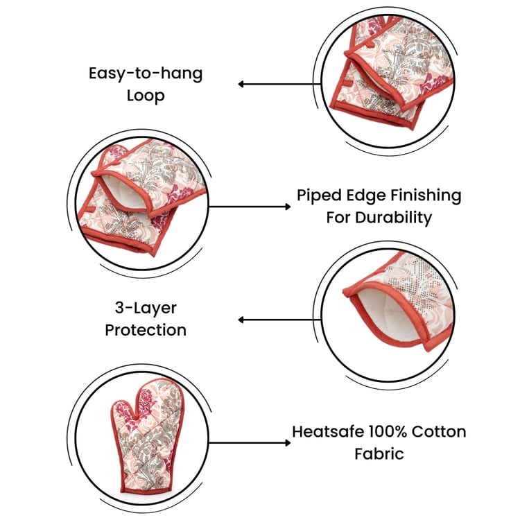 SWAYAM LBR Set of 2 Floral Print Cotton Gloves