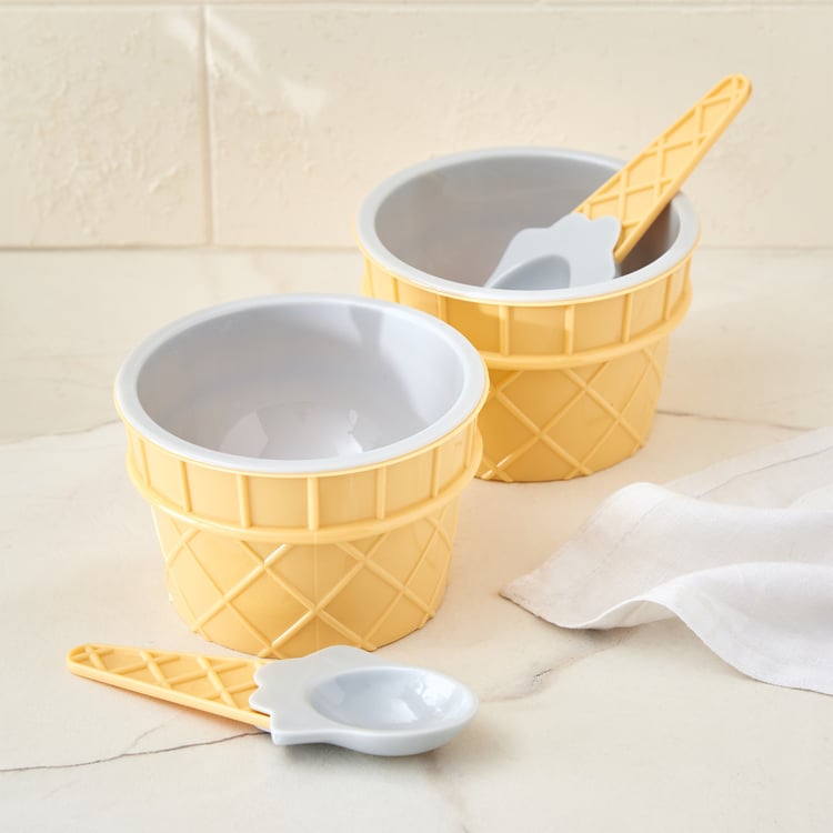 Bakers Pride Monacco Set of 2 Ice Cream Cups with Spoon - 180ml