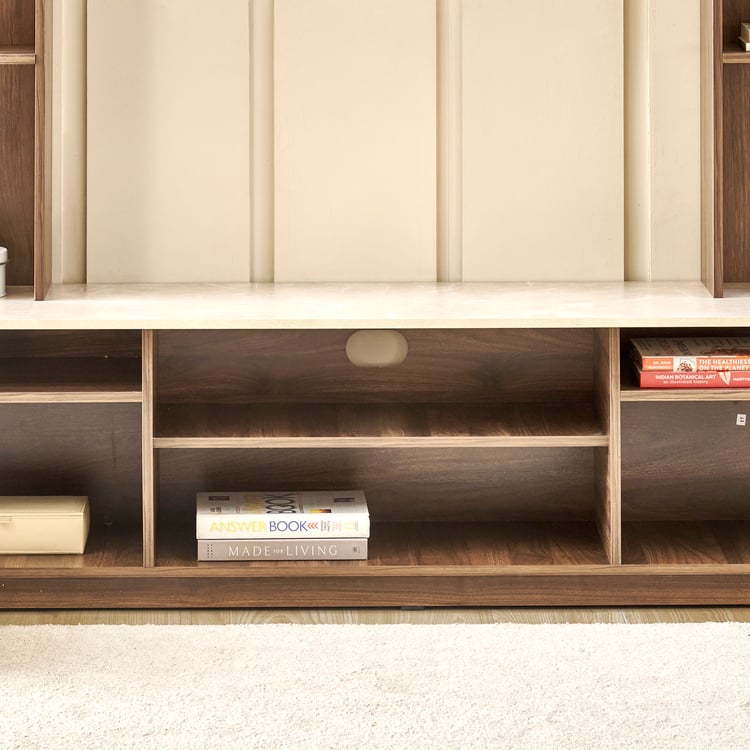 Helios Addison Entertainment Wall Unit with Open Curio - Walnut