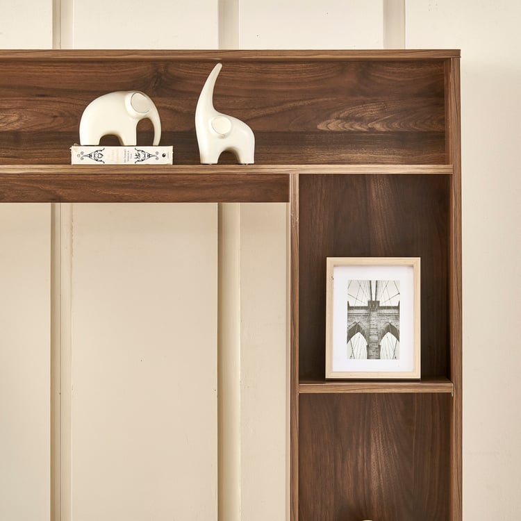 Helios Addison Entertainment Wall Unit with Open Curio - Walnut