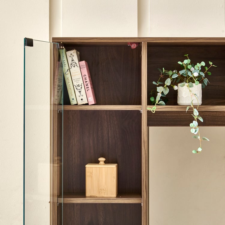 Helios Addison Entertainment Wall Unit with Closed Curio - Walnut