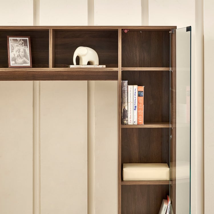 Helios Addison Entertainment Wall Unit with Closed Curio - Walnut