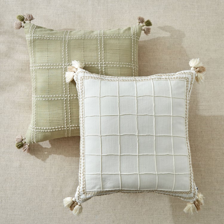 Ashville Tassel Embroidered Cushion Cover - 40x40cm