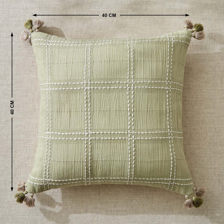 Ashville Tassel Embroidered Cushion Cover - 40x40cm