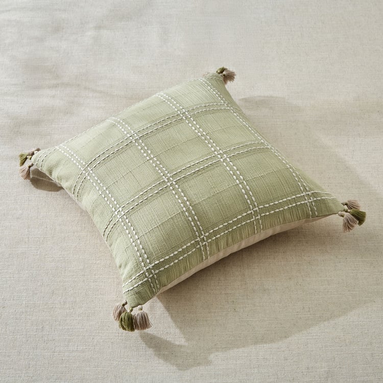Ashville Tassel Embroidered Cushion Cover - 40x40cm