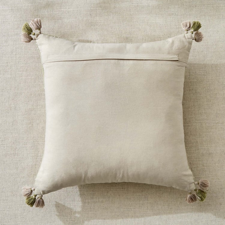 Ashville Tassel Embroidered Cushion Cover - 40x40cm