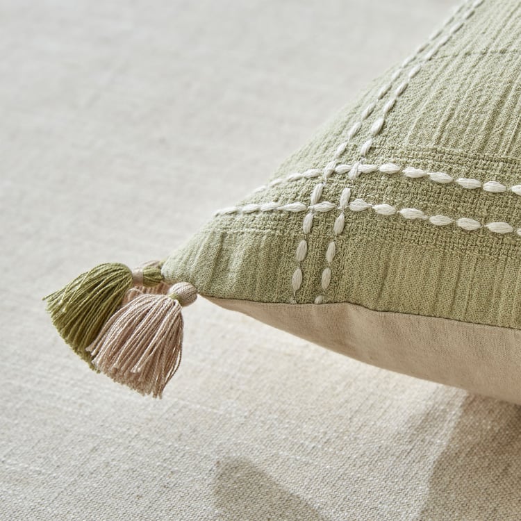 Ashville Tassel Embroidered Cushion Cover - 40x40cm