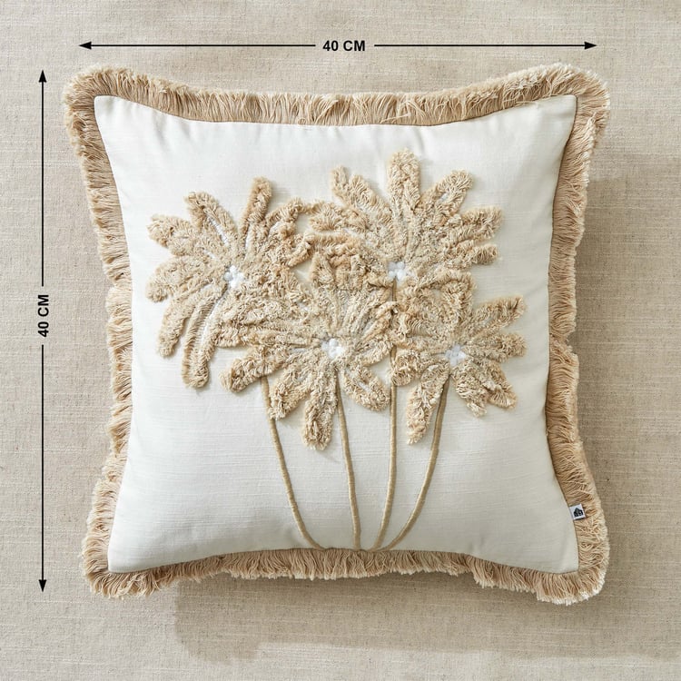 Ashville Palm Embroidered Cushion Cover - 40x40cm