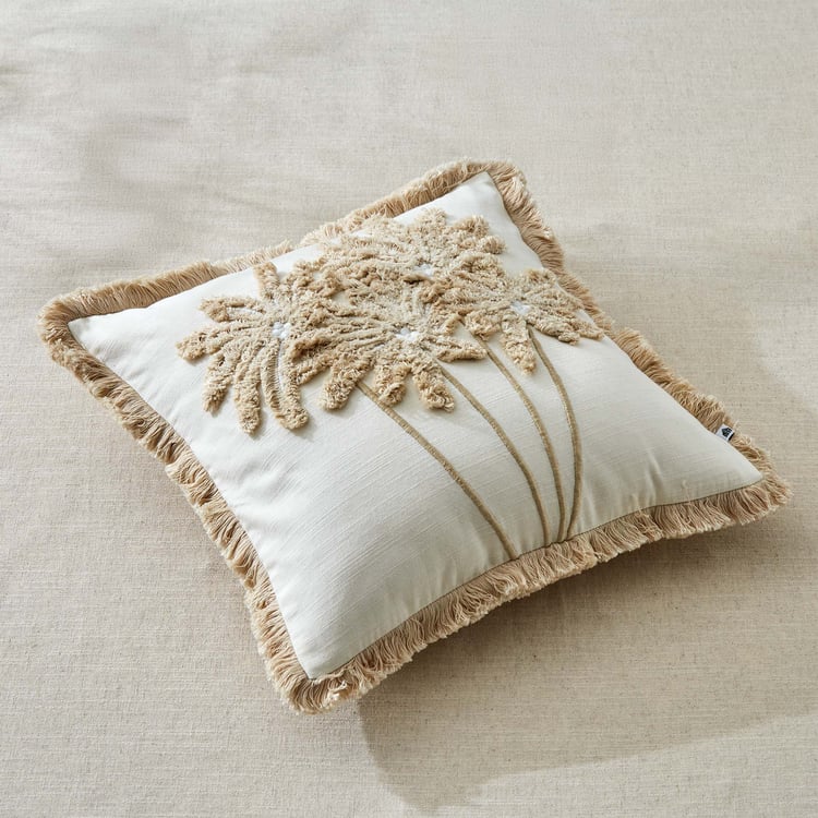 Ashville Palm Embroidered Cushion Cover - 40x40cm