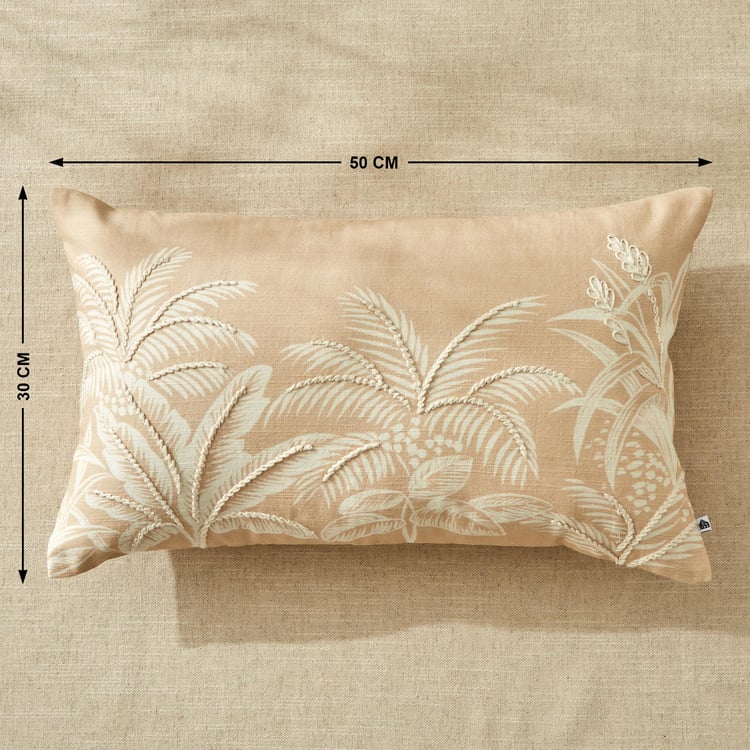 Ashville Palm Embroidered Cushion Cover - 50x30cm