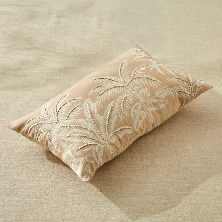Ashville Palm Embroidered Cushion Cover - 50x30cm