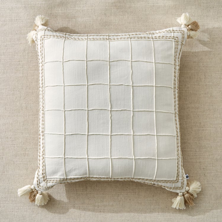 Ashville Pintucks Embroidered Cushion Cover - 40x40cm