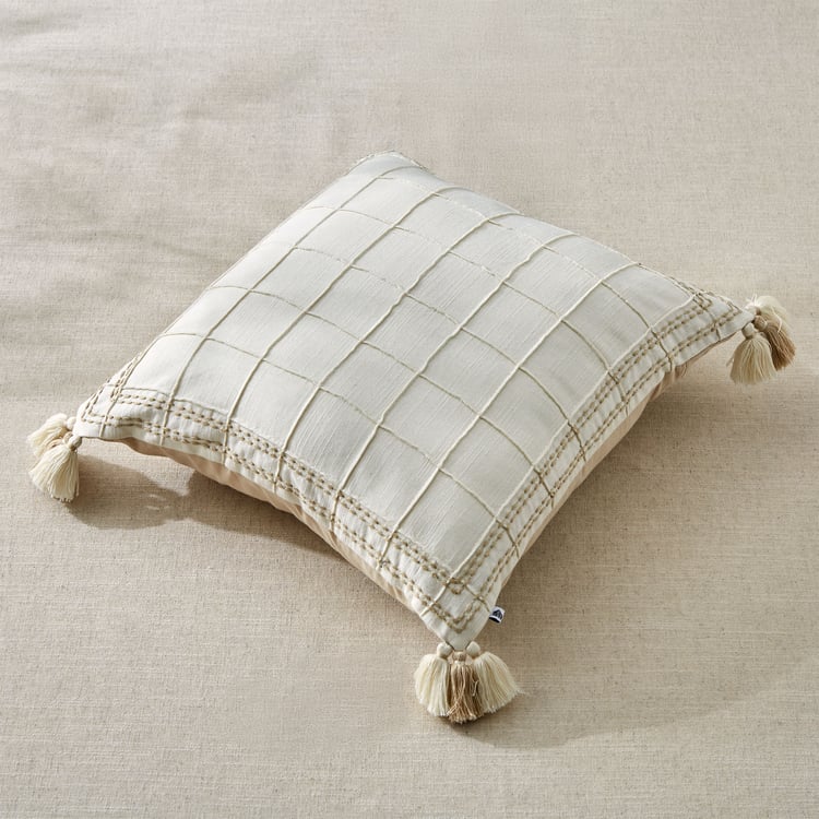 Ashville Pintucks Embroidered Cushion Cover - 40x40cm