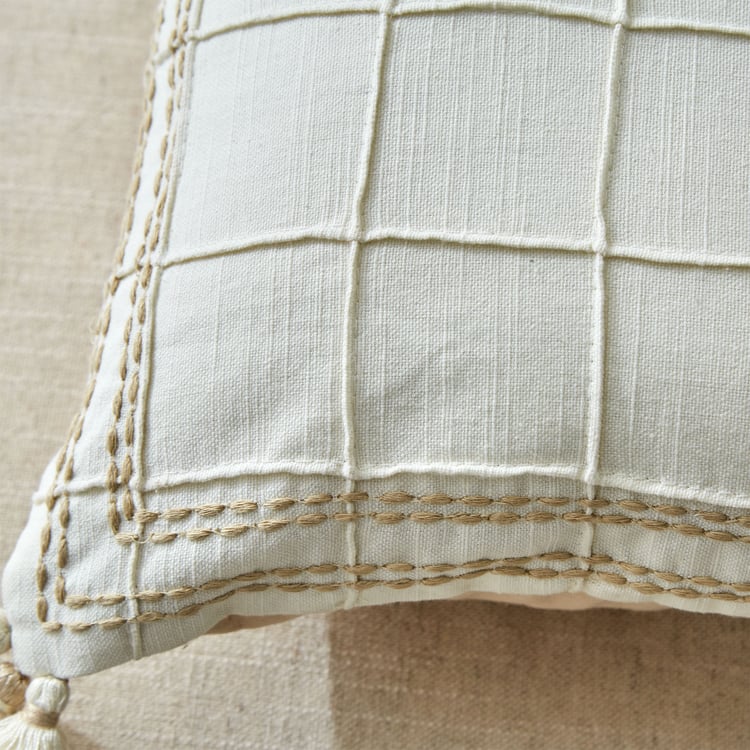 Ashville Pintucks Embroidered Cushion Cover - 40x40cm