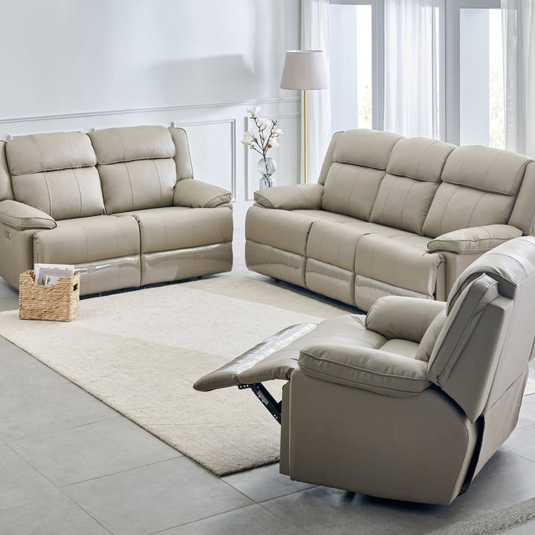 Torino Faux Leather 3+2+1 Seater Electric Recliner - Grey