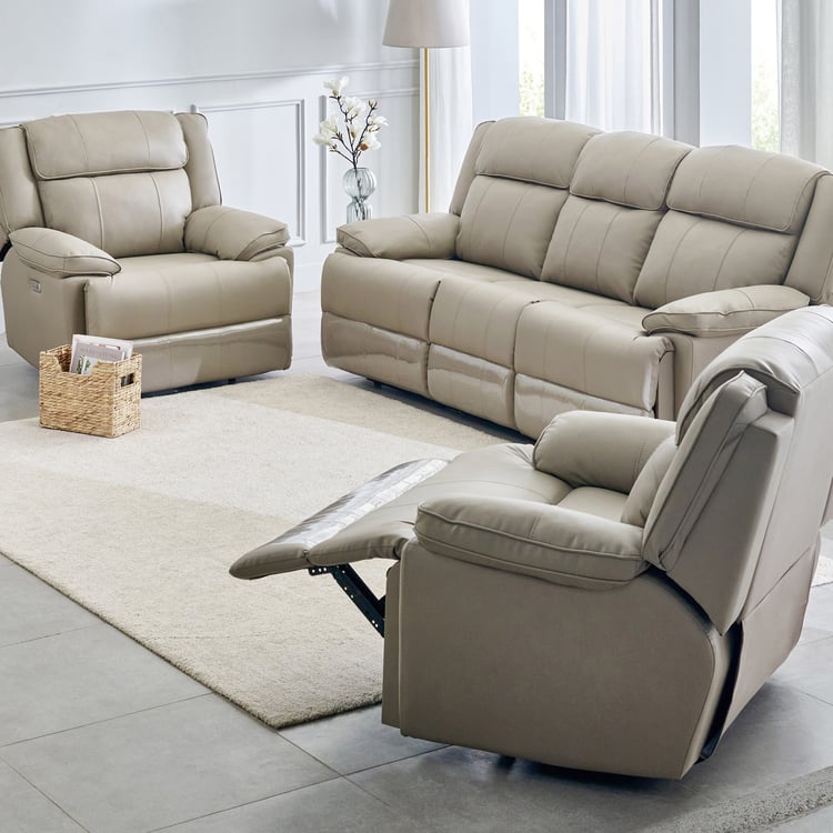 Torino Faux Leather 3+1+1 Seater Electric Recliner - Grey