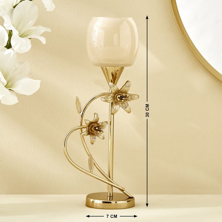 Windflower Fabio Aluminium and Glass Pedestal Candle Holder - Large