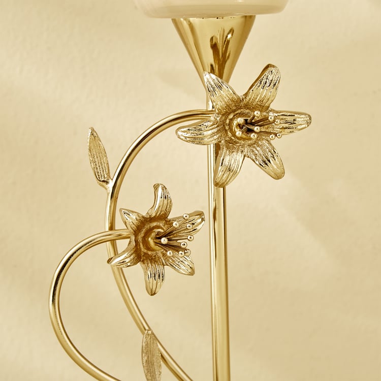 Windflower Fabio Aluminium and Glass Pedestal Candle Holder - Large