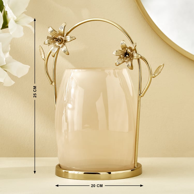 Windflower Fabio Aluminium and Glass Floral Candle Holder